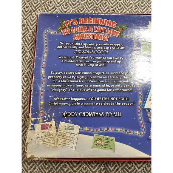 Chistmasopoly Monopoly Board Game- Late For The Sky- Incomplete, See Pictures - Picture 6 of 16